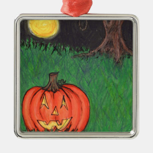 Noose Hanging Tree Pumpkin Jack O' Lantern Metal Ornament