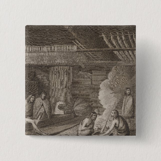 Nootka house, British Columbia Pinback Button (Front)