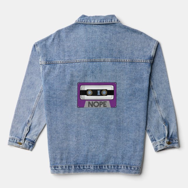 Nope Asexual Pride Rainbow Retro Ace LGBTQ MIxtape Denim Jacket (Back)