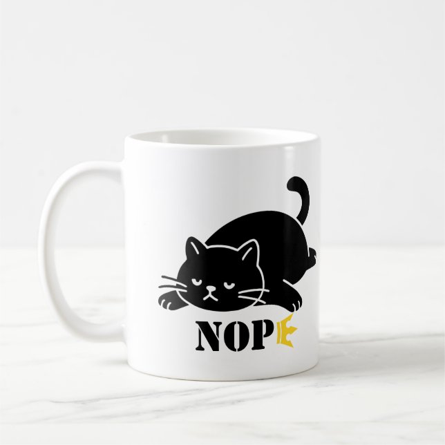 NOPE Cat Funny for Cat Lovers Coffee Mug (Left)