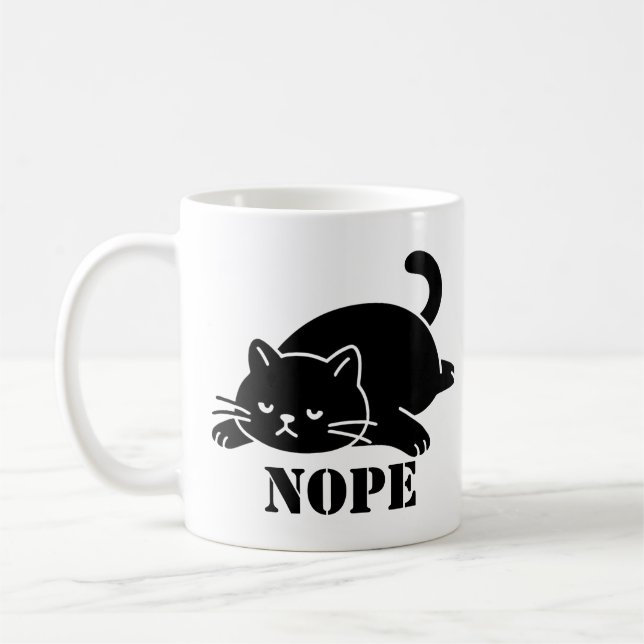 NOPE Cat Funny for Cat Lovers Coffee Mug (Left)