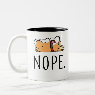 Nope Corgi Two-Tone Coffee Mug