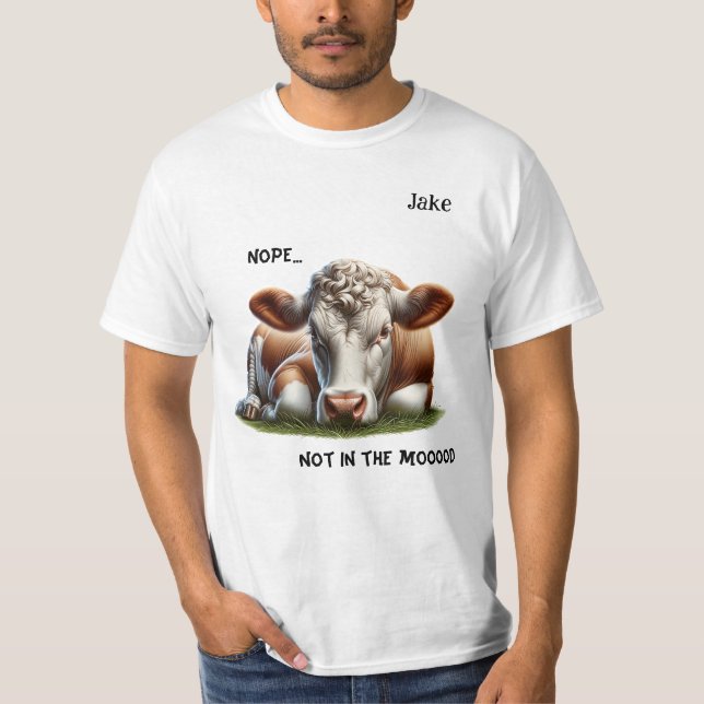 "Nope..." Cow Pun Customizable Men's T-Shirt (Front)