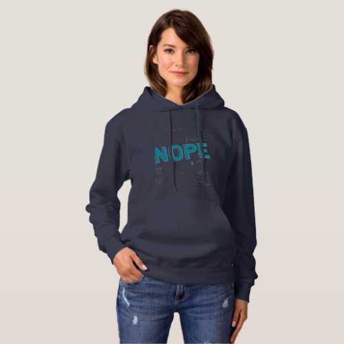 NOPE _ Distressed Typography in Blue Hoodie