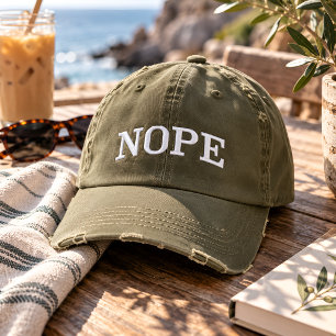 NOPE Embroidered Distressed Baseball Cap