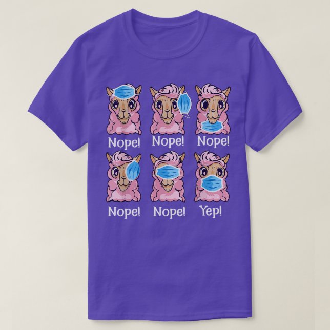 Nope Facemask 100 Days Of School Teacher Llama T-Shirt (Design Front)