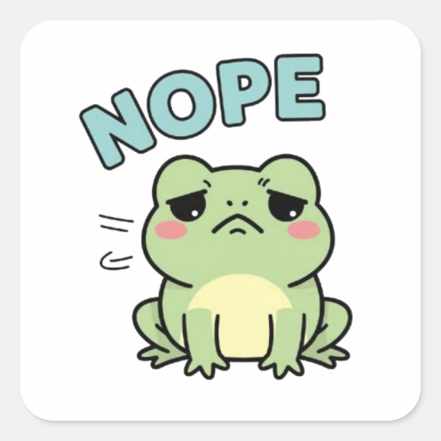 Nope Frog Sticker Cute Shaking Head Frog Funny Mem (Front)