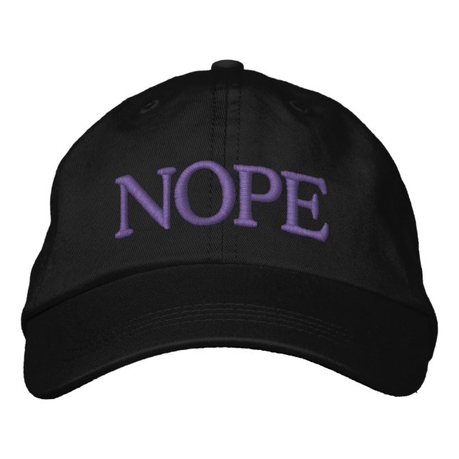 NOPE Funny Grumpy Pessimist Embroidered Baseball Cap (Front)