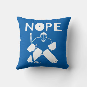 Nope Funny Hockey Goalie Reversible Throw Pillow
