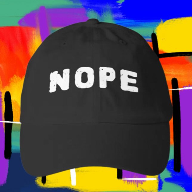 NOPE Funny Statement Black Hat | White Text (Creator Uploaded)