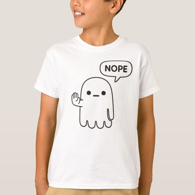 Nope Ghost | Funny Minimal Kids T-Shirt (Front)