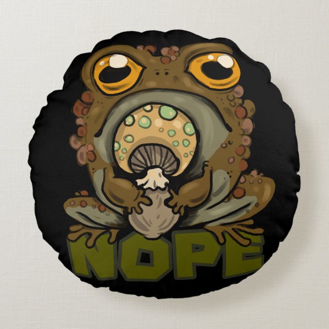 Nope! Grumpy Toad Round Pillow (Front)