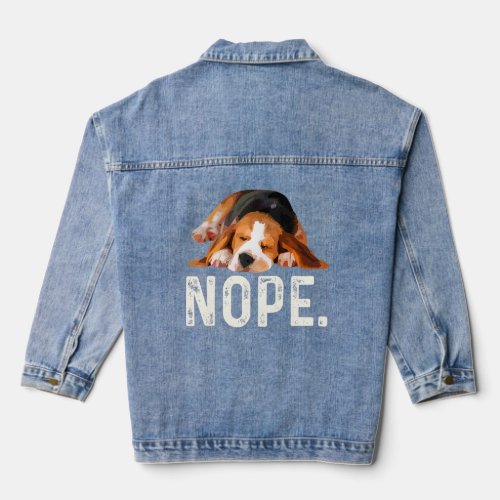 Nope Lazy Beagle Dog  Denim Jacket