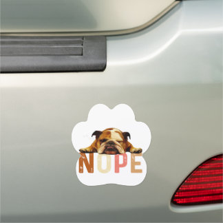 Nope Lazy Bulldog Sleeping Funny Dog Car Magnet
