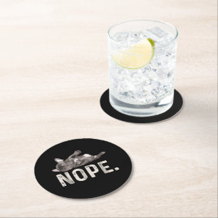 Nope Lazy French Bulldog Dog Lover Gift Round Paper Coaster