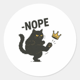 Nope No Kings In America Black Cat Pro Democracy S Classic Round Sticker