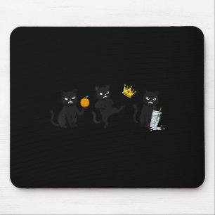 Nope No Kings No ICE Funny Black Cat Mouse Pad