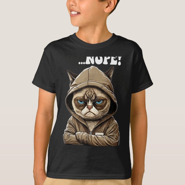 Nope! Nope - Employee Work Colleagues Teenager Cat T-Shirt (Front)