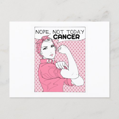 Nope Not Today Cancer Breast Cancer Awareness Announcement Postcard