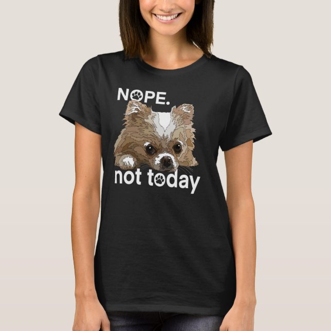 Nope Not Today Chihuahua Dog Funny Chiwawa Long Ha T-Shirt (Front)