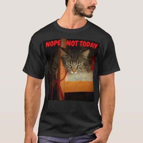 Nope Not Today Lazy Cat Meme T_Shirt