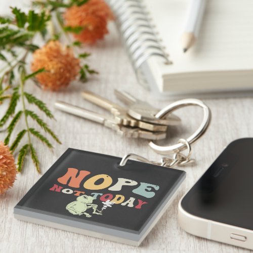 Nope Not Today Saying Frog Graphic Art Keychain
