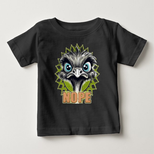 NOPE Ostrich Black Baby Tee (Front)