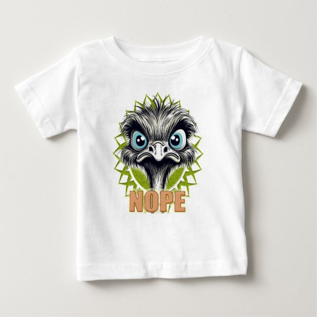 NOPE Ostrich White Baby Tee (Front)