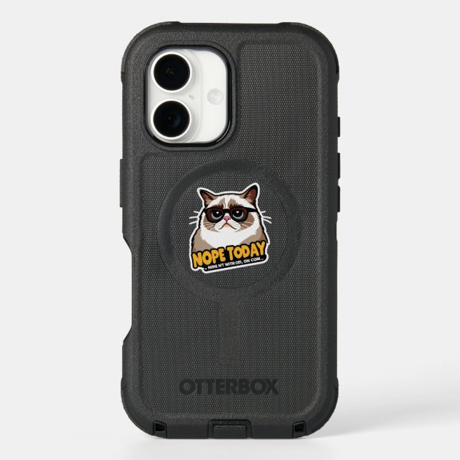 Nope Today – Grumpy Cool Cat Otterbox iPhone Case (Back)