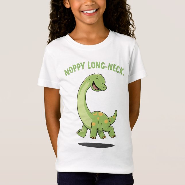 Noppy Long-Neck Happy Brachiosaurus Cartoon Dinosa T-Shirt (Front)