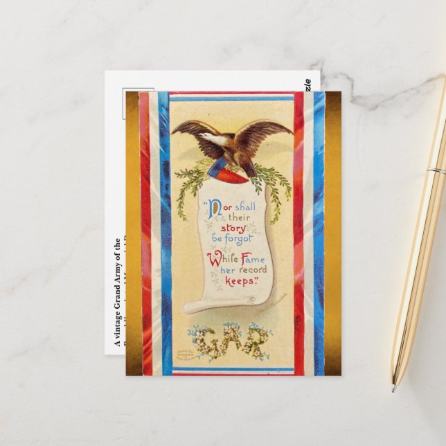"Nor Shall Their Story Be Forgot" GAR Postcard (Front/Back In Situ)
