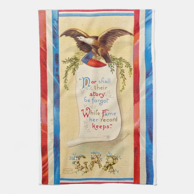 "Nor Shall Their Story Be Forgot" GAR Tea Towel (Vertical)