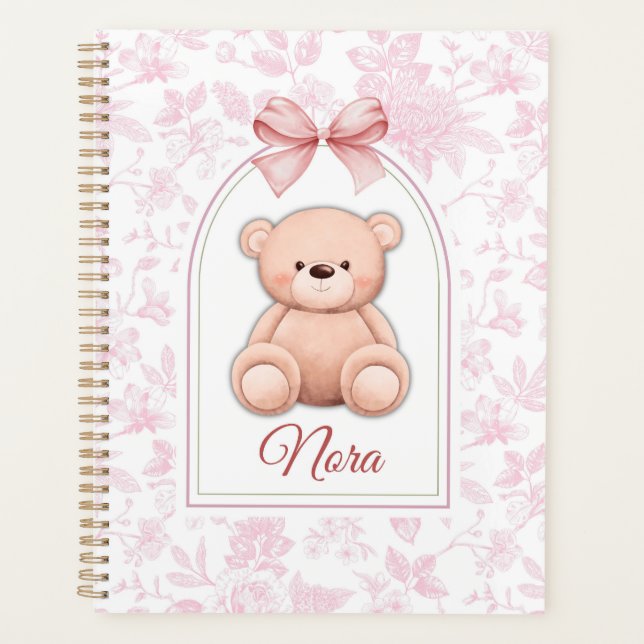 Nora | Custom Pink Teddy Bear Nursery Design  Planner (Front)