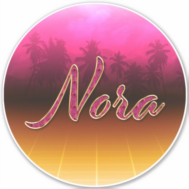 Nora First name name golden pink sticker (Front)
