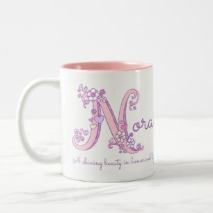 Nora name meaning heart flower N monogram mug