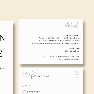 NORA | Wedding Minimalist Details Enclosure Card
