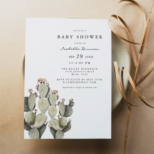 NORAH Bohemian Prickly Pear Cactus Watercolor Invitation