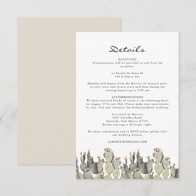 Norah - Prickly Pear Cactus Bohemian Details Card (Front/Back)