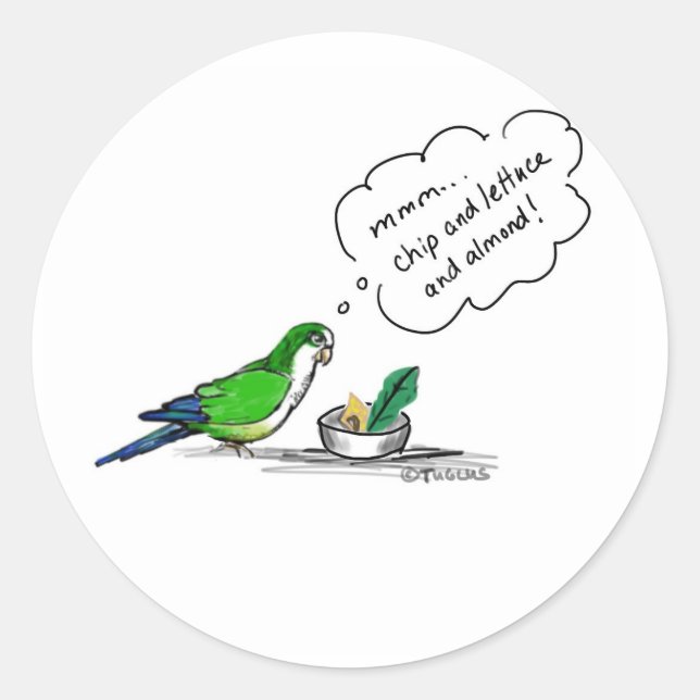 Norbert the Parrot's favorite foods Classic Round Sticker (Front)
