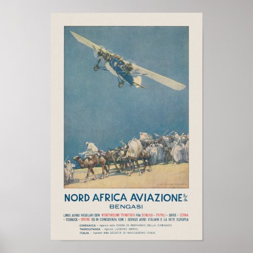 Nord Africa Aviazione Vintage Poster 1932