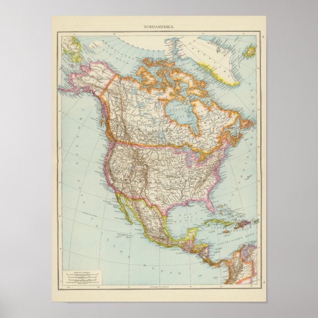 Nordamerika - North American Map Poster (Front)