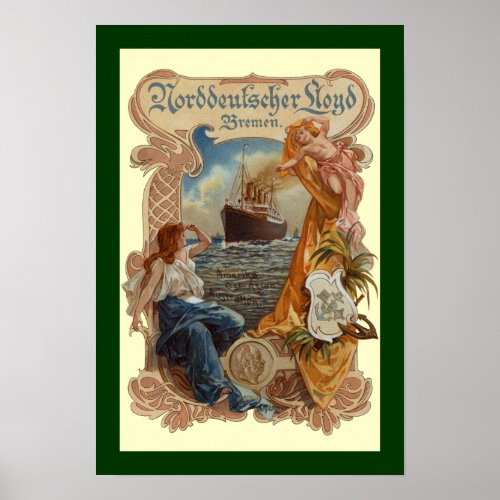 Norddeutscher LloydSS Kaiser WilhelmMenu Cover Poster