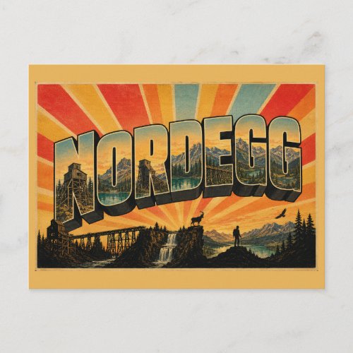 Nordegg Alberta Mountain Lake Wilderness Art Postcard