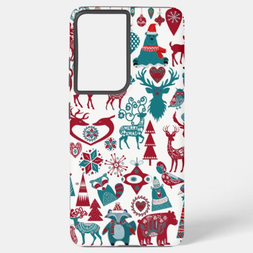 Nordic Animals Scandia Element Christmas Ornaments Samsung Galaxy S21 Ultra Case