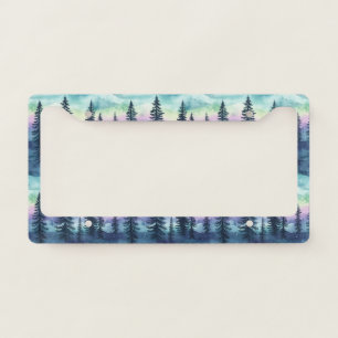 Nordic Aurora Forest Pattern License Plate Frame