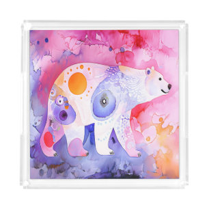 Nordic Bear in Watercolour Acrylic Tray