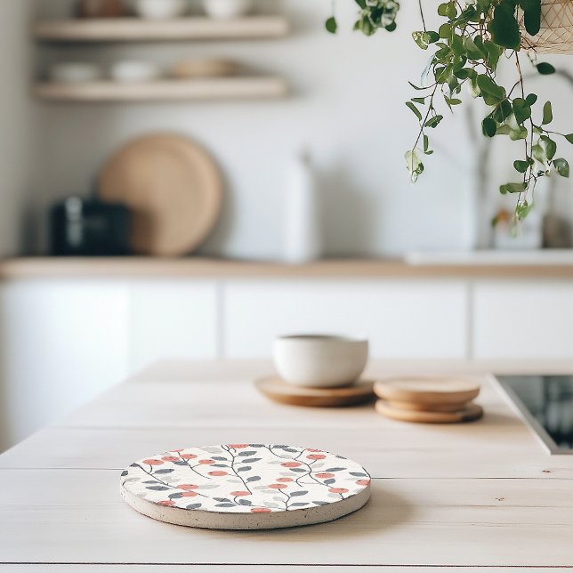 Nordic Berries Scandinavian Pattern Stone Coaster (Creator Uploaded)