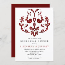 Nordic Birds Christmas Rehearsal Dinner Invitation