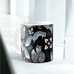 Nordic Blue Fox Red Greenery  Coffee Mug<br><div class="desc">Nordic design with blue fox,  red berries,  and greenery on black.</div>