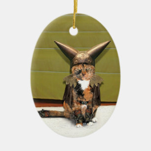 Nordic Cat is Not Amused Ceramic Ornament